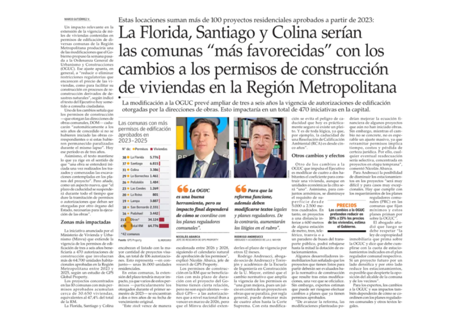 La Florida, Santiago y Colina serían las comunas “más favorecidas” con los cambios a los permisos de construcción de viviendas en la Región Metropolitana
